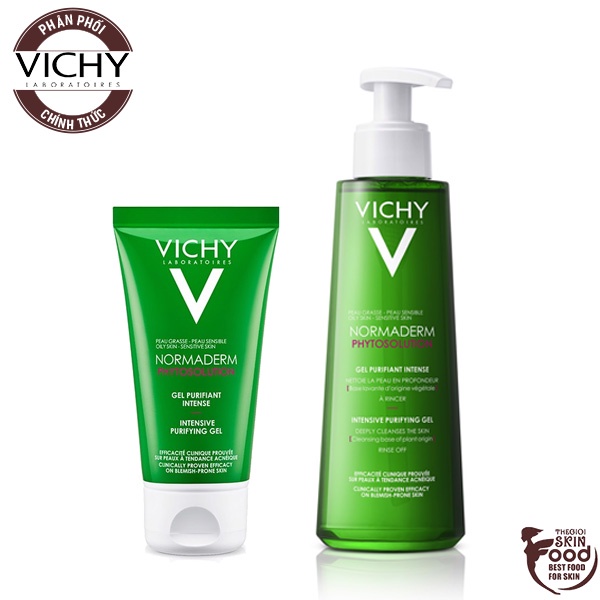 Gel Rửa Mặt Cho Da Dầu Mụn Làm Sạch Sâu, Giảm Nhờn Vichy Normaderm Phytosolution Intensive Purifying Gel