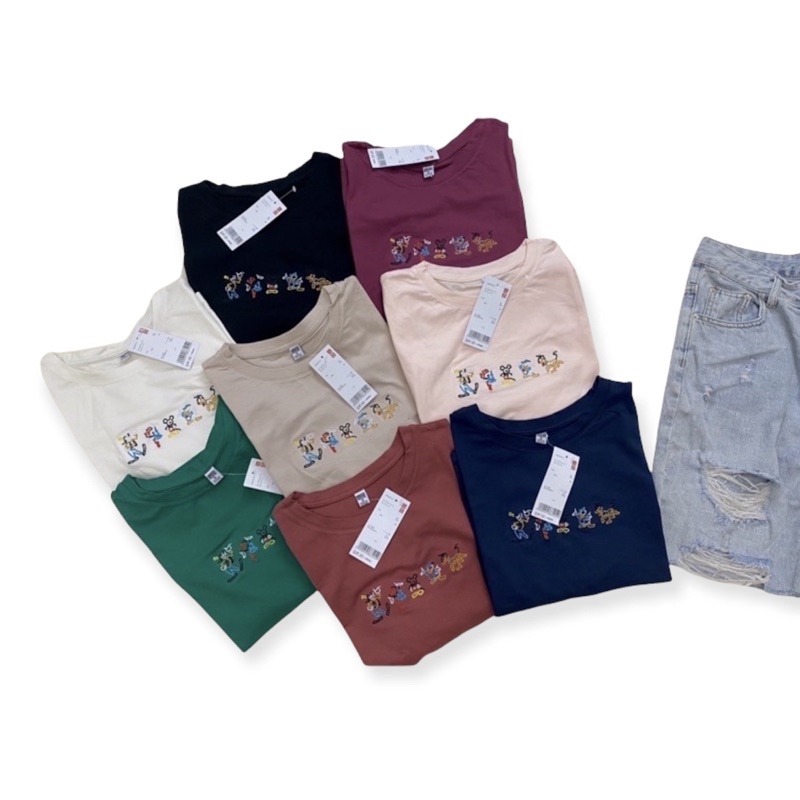 Áo thun crop lửng UNI thêu mickey vnxk