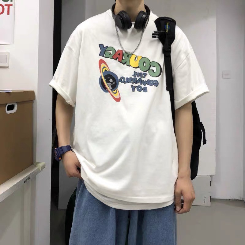 Áo Thun Tay Lỡ ANHSTORE Form Rộng Unisex Ulzzang, Áo Phông Nam Nữ COURAGY - A43