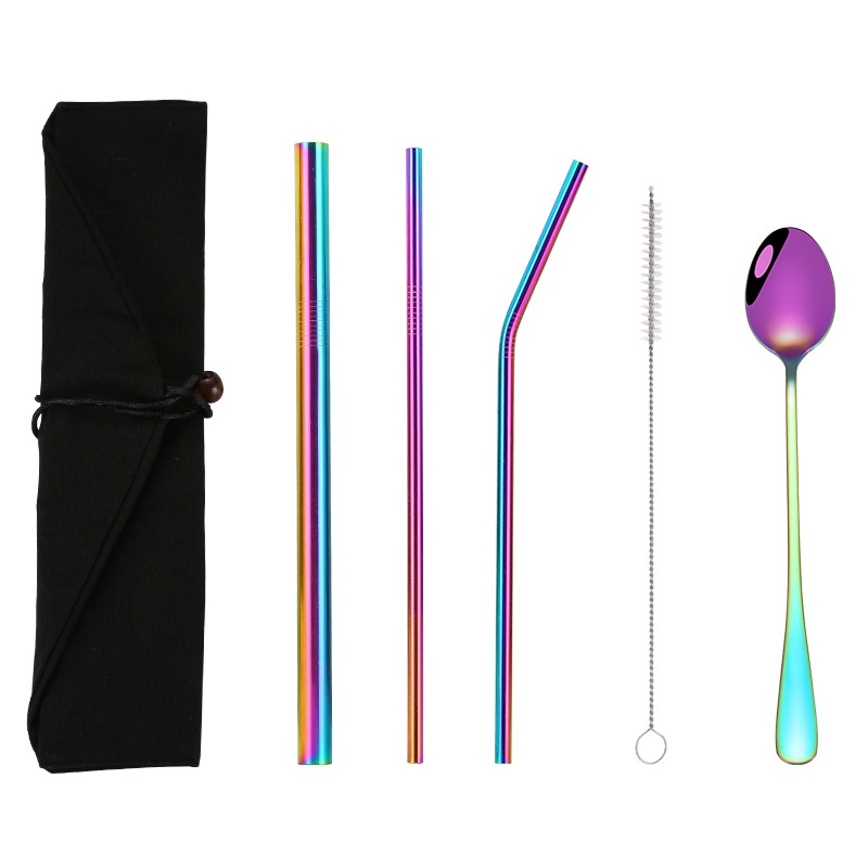 Bộ Ống Hút Và Muỗng Bằng Thép Không Gỉ 304