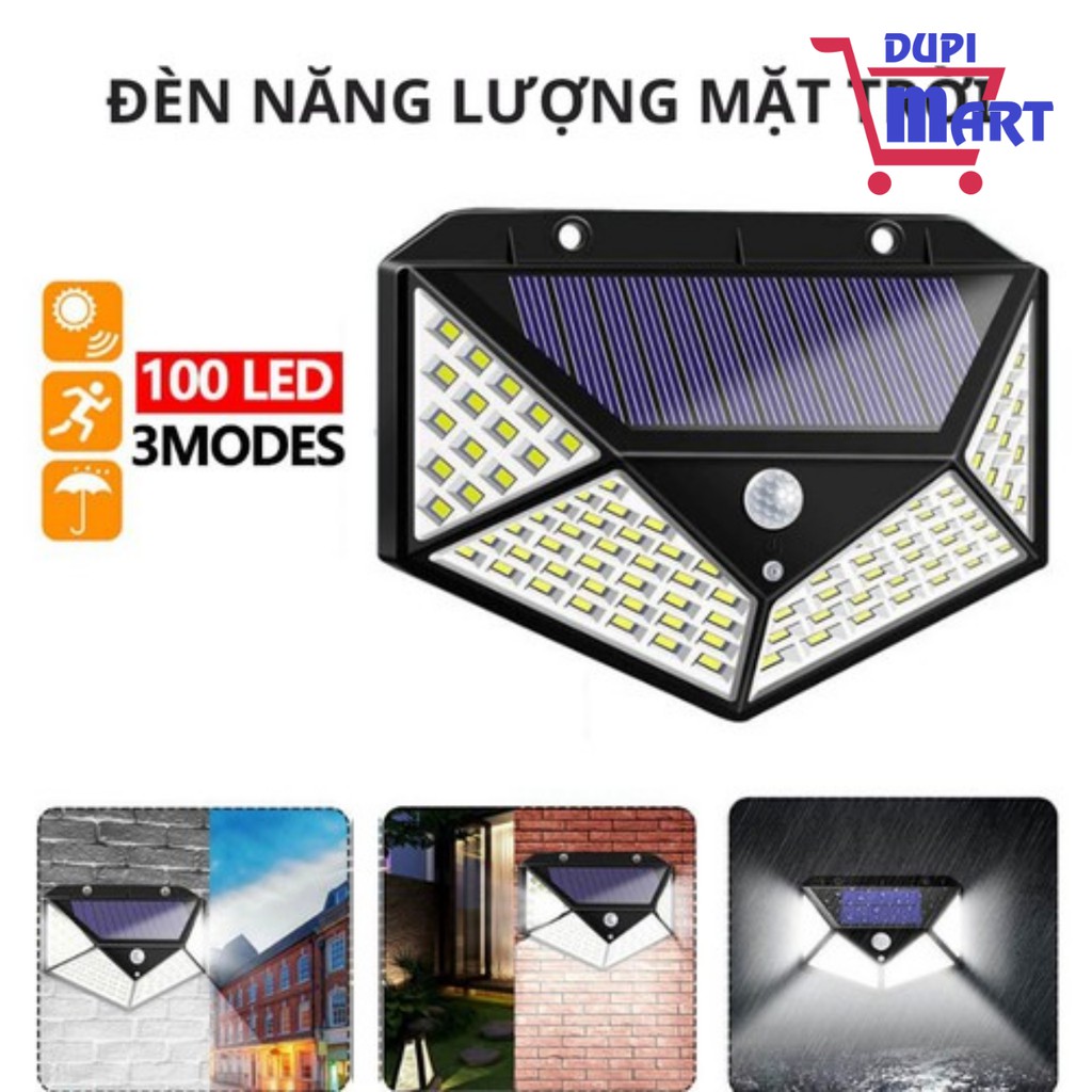 Đèn Led Thông Minh Năng Lượng Mặt Trời 100 led, Cảm Biến Phát Hiện Chuyển Động - Công Nghệ Chống Nước IP 67