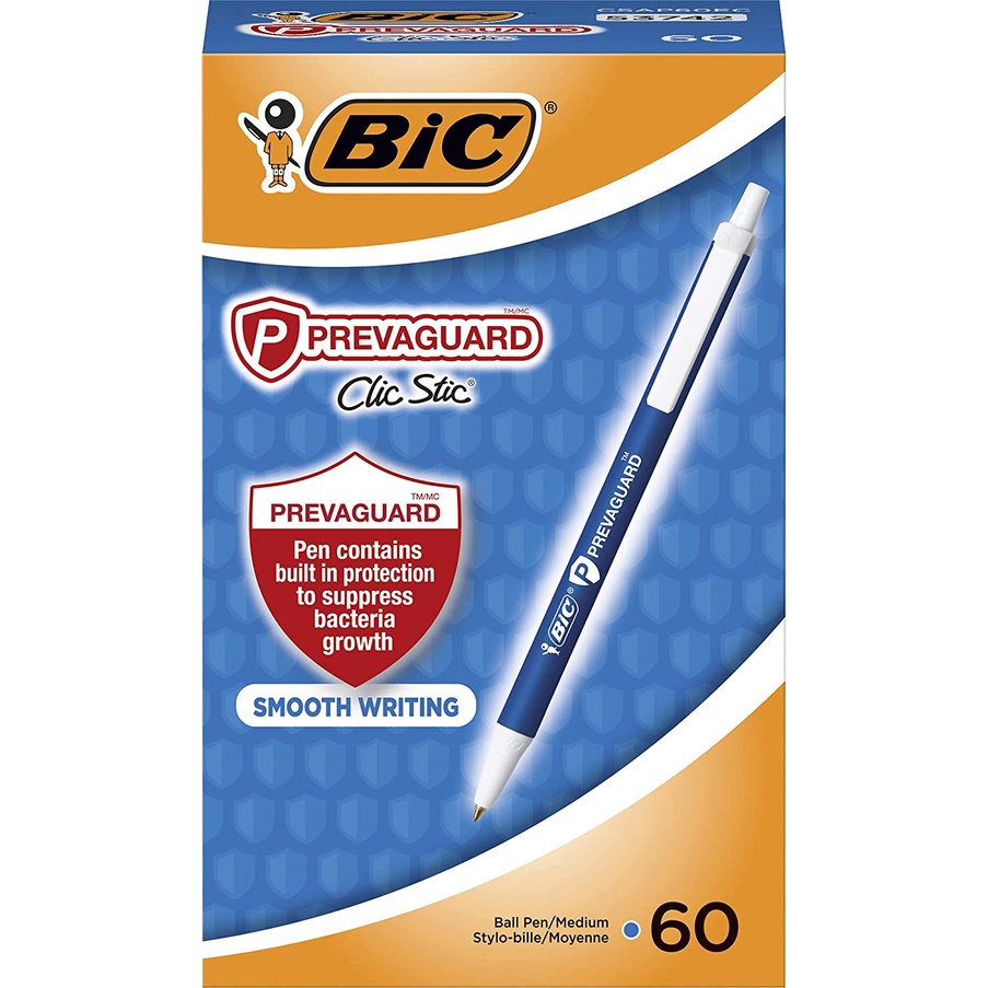 Bút bi BIC PrevaGuard Clic Stic Ballpoint Pen Contains Built-in Protection To Suppress Bacteria Growth