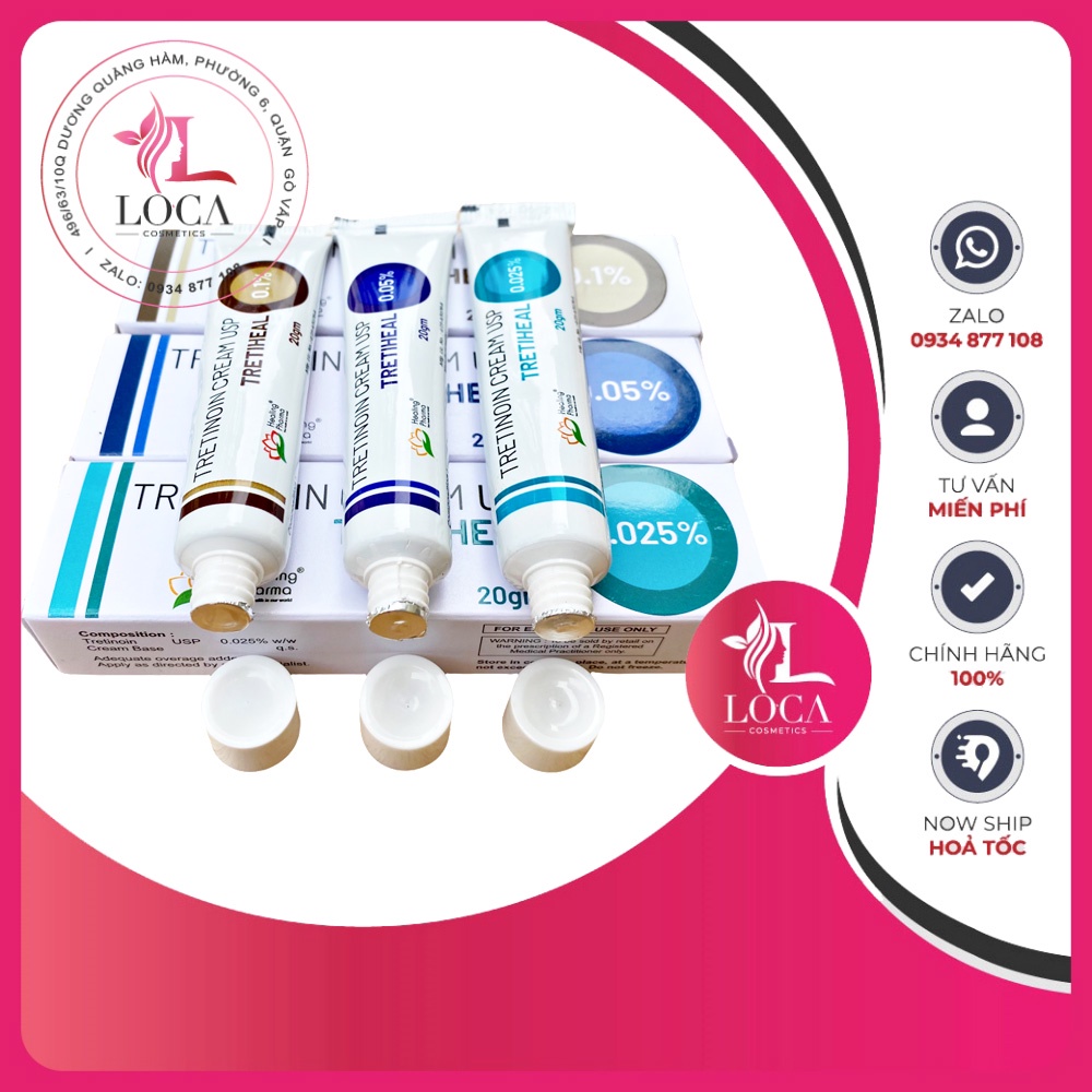 Tretinoin Tretiheal USP cream Ấn kem bôi mụn, trẻ hoá da