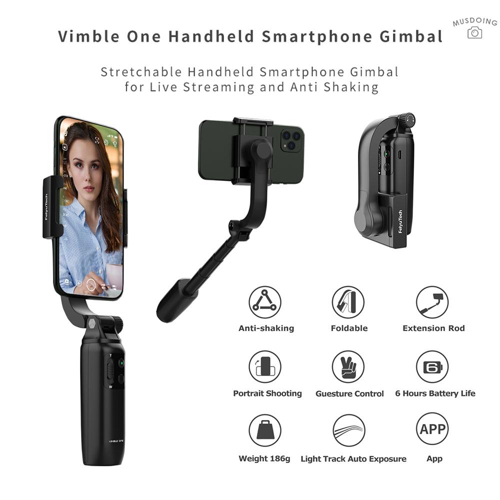 ღ  FeiyuTech Vimble One Foldable Single-Axis Smartphone Gimbal Professional Anti Shaking Stretchable Handheld Gimbal Horizontal Locking & Follow-up Modes Support Gesture Control Hitchcock Dolly Zoom Time-lapse Photography for Live Streaming Vlogging Lands