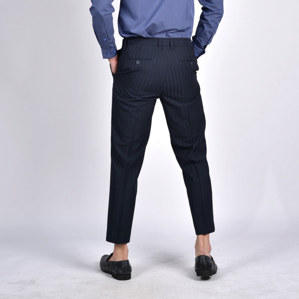 OWEN - Quần âu nam Owen Slimfit màu xanh navy kẻ sọc trẻ trung [Cam kết chính hãng]