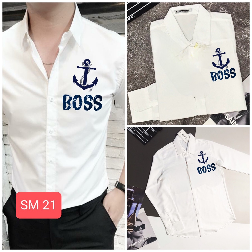 ÁO SƠ MI NAM DÀI TAY TRẮNG TRƠN HỌA TIẾT LOGO HÀN QUỐC CAO CẤP ( Bigsize m-6xl )