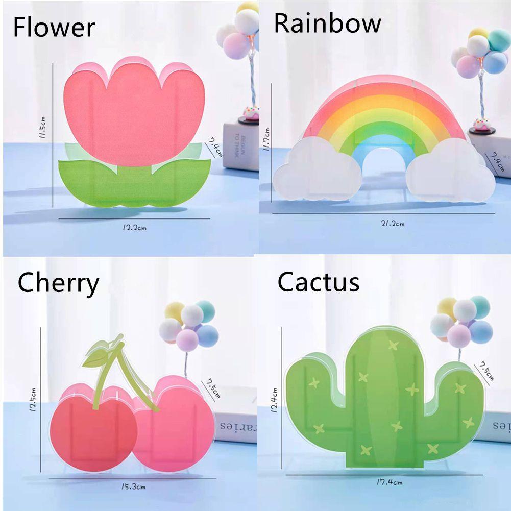 LAKAMIER Hộp Đựng Bút Bằng Acrylic Nhiều Ngăn Họa Tiết Cherry Màu Cầu Vồng Độc Đáo Tiện Dụng