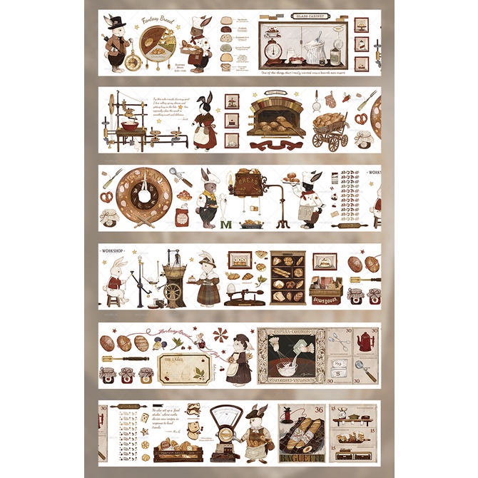 Meo.hime 𓃠 Hãng MT - Băng dán washi tape thỏ và bánh mì