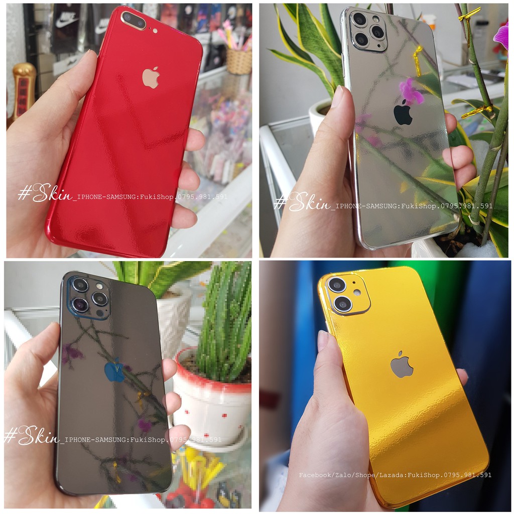 [IPHONE]Tấm Dán Skin mặt sau CHROME BÓNG FULL VIỀN Cho 5 6 7 8 6plus 7plus 8plus X XS XR XSMAX 11 PRO MAX