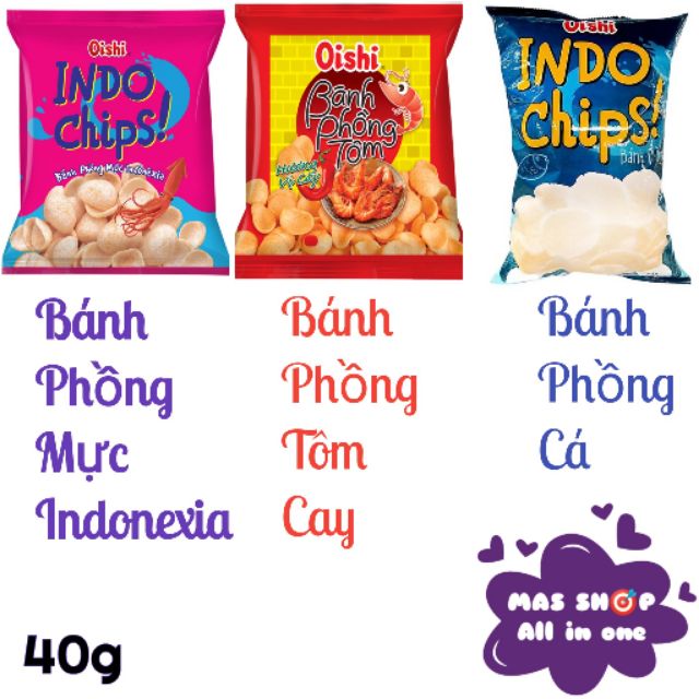 Snack Bánh Phồng Vị Mực Indonexial/Tôm cay/Cá gói 40g