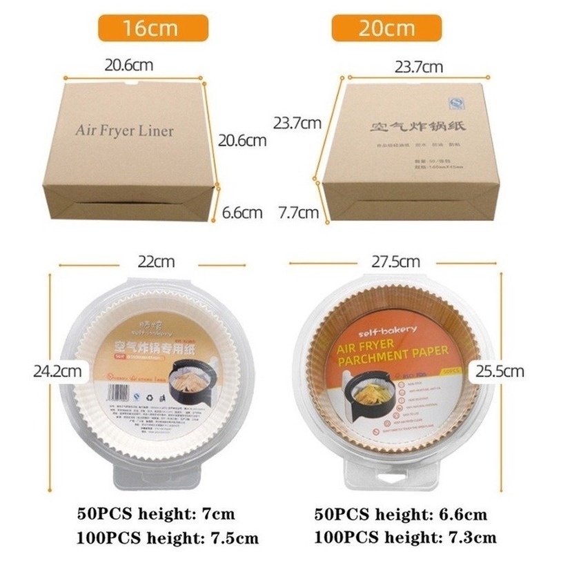 Set 50 Miếng Giấy Lót Nồi Chiên Hình Khuôn Bánh - Giấy lót nồi chiên không dầu miếng lót Giảm Thiểu Tối Đa Dầu Mỡ Bám Vào Nồi Chiên