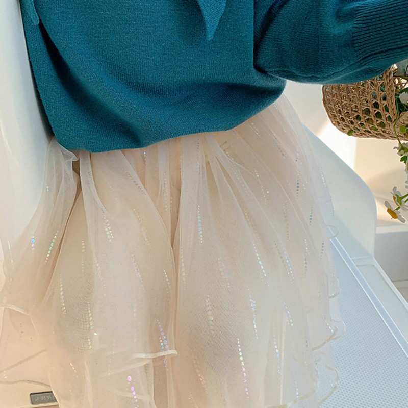Baby Girls' Sweet Canopy Skirt Skirt Pants Solid color Net Gauze Trousers Summer