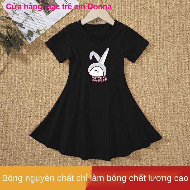 quần áo trẻ em mùa hè mới Váy Hàn Quốc Công chúa Trung Đầm cô bé tay ngắn Tidebộ nỉ cho bébộ bé trai