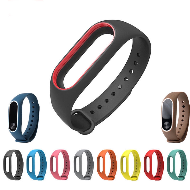 Dây Đeo Thay Thế Chất Liệu Silicon Màu Trơn Cho Xiaomi Mi Band 2