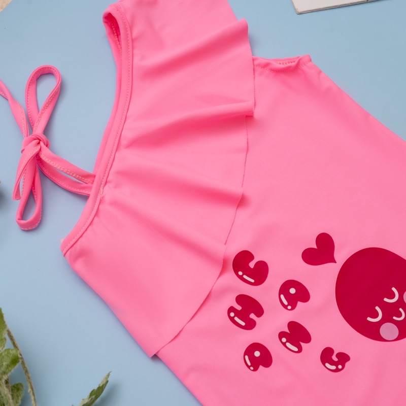 Đồ Bơi Bé Gái Bộ Bơi Trẻ Em Bikini Một mảnh thiết kế bèo ngực chéo, dây buộc vai