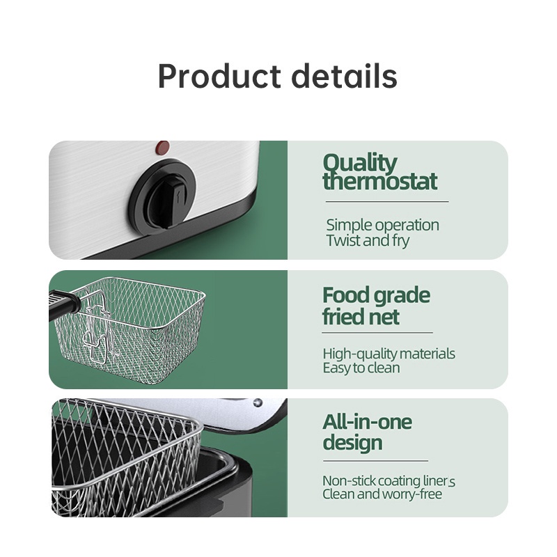 Nồi chiên ngập dầu mini người câm Nồi chiên điện cá viên bếp chiên nhúng điện 2.5l