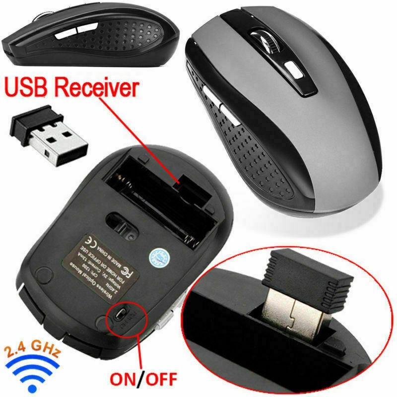 Chuột quang không dây 1600DPI 2.4GHz với bộ thu USB cho PC/Máy tính xách tay