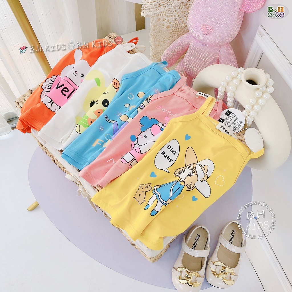 Áo 2 dây thun lạnh cho bé gái Minky mom Kwoo Binhphuong.Store M56 Đồ cotton hai dây bé gái từ 1 2 3 4 tuổi