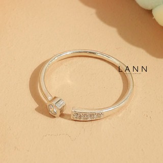 Nhẫn mở đầu 1 đá - đầu 3 đá BẠC S925 LANN R129