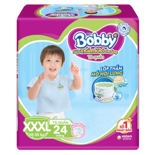 Tã Quần Bobby XXXL24 MIẾNG [có tặng và không tặng]