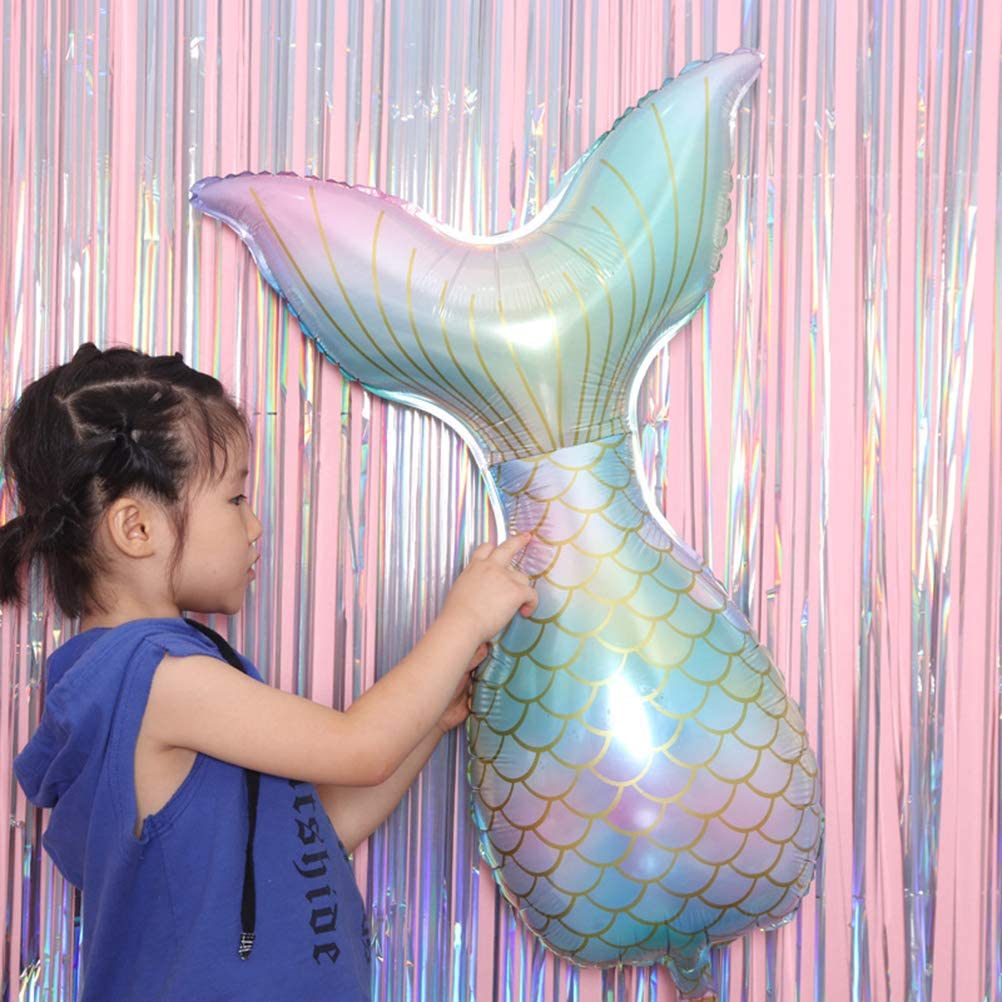 Bong Bóng Nhôm Hình Đuôi Cá Màu Gradient Dùng Trang Trí Tiệc