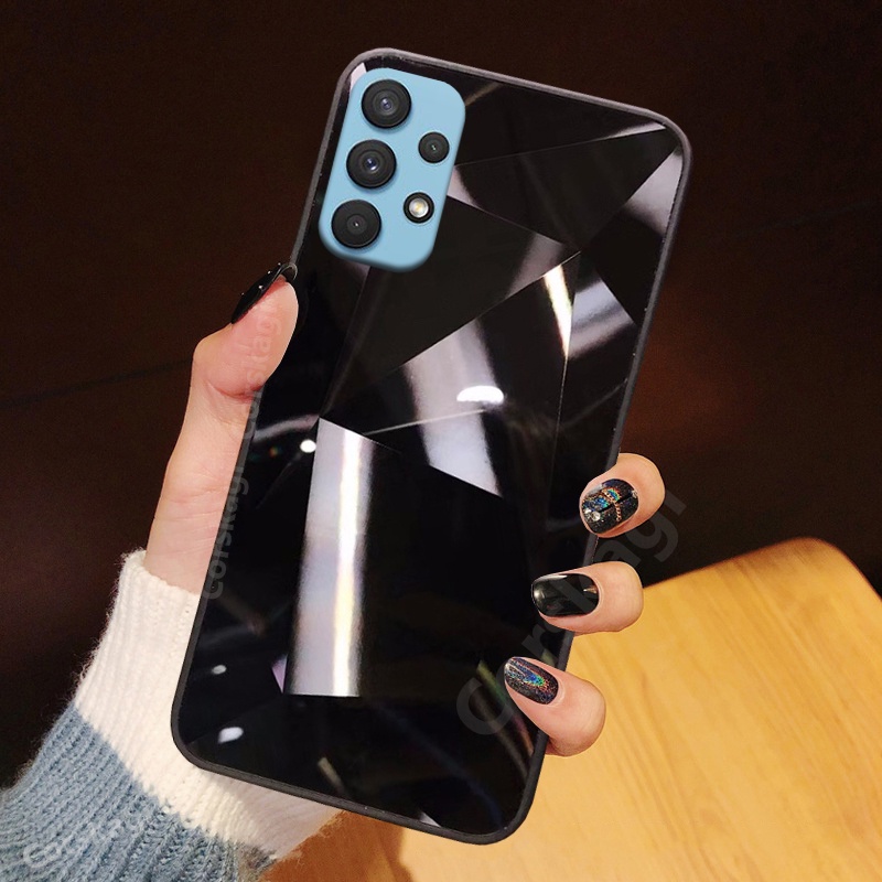 Ốp Điện Thoại Tráng Gương Họa Tiết Kim Cương 3D Chống Sốc Cho Samsung A13 A33 A12 S21 FE Galaxy A53 A73 4G 5G