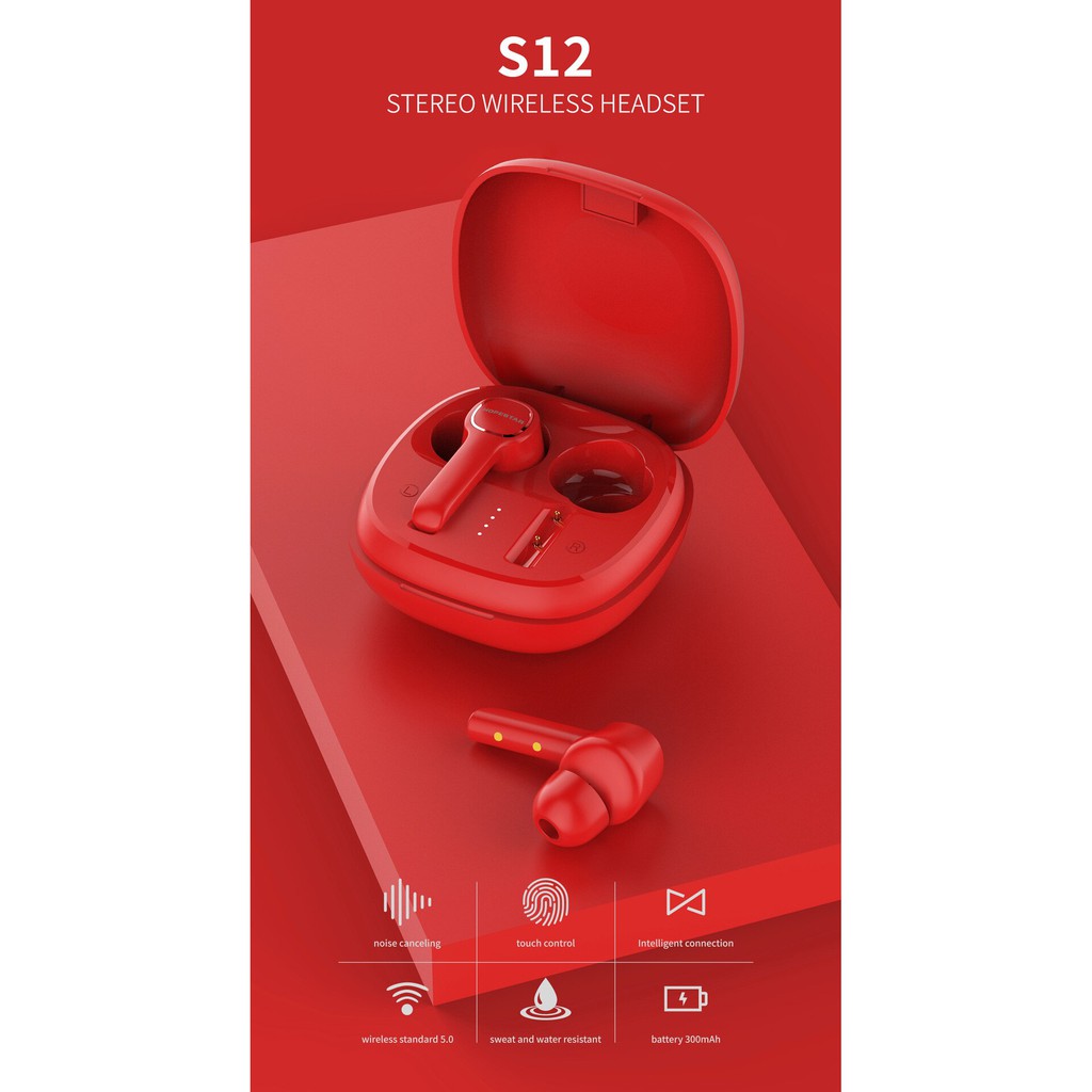 Tai nghe Bluetooth TWS Headset Hopestar S12 V5.0 kết nối từng tai riêng lẻ, âm thanh cực hay, pin dùng đến 4H