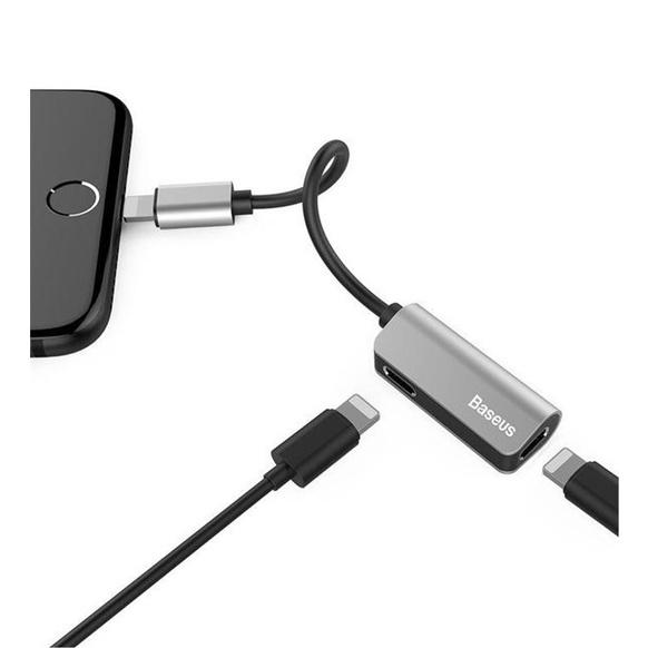 Jack Chuyển IP Có Mic Baseus L37 Vừa Sạc Vừa Nghe Chia Thành 2 Cổng Light-ning Dễ Dàng Sử Dụng. Bảo Hành 12 Tháng