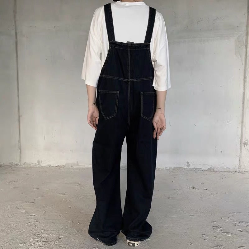 Quần yếm denim iMaodou ống rộng phong cách retro dễ phối đồ thời trang mùa thu cho nam
