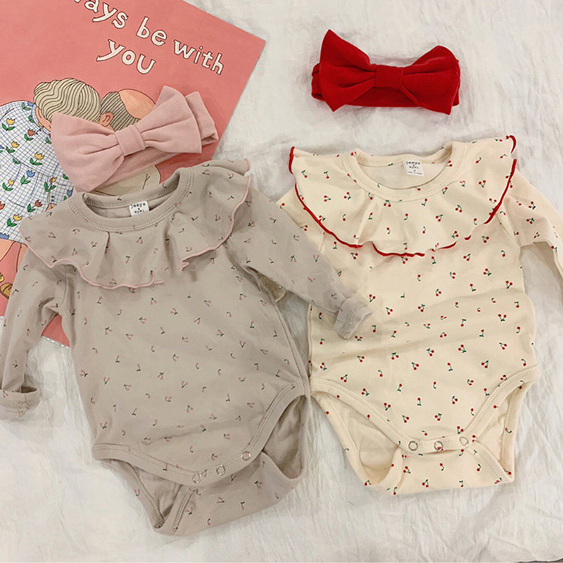 Jumpsuit Tay Dài Hoạ Tiết Cherry Đáng Yêu Cho Bé Gái