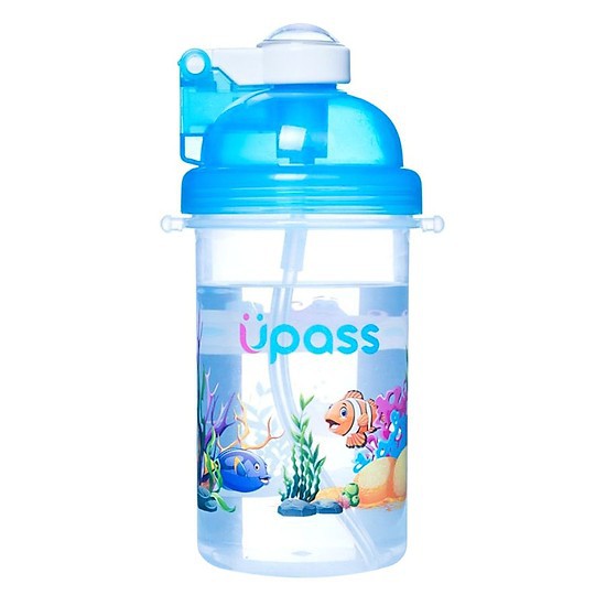 Bình uống nước cho bé đi học hình cá Upass 420ml