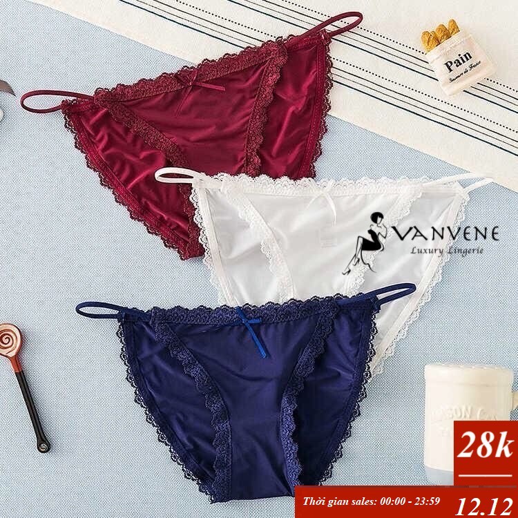 Quần Lót Thun Co Giãn Dây Mảnh Viền Ren Sexy Q081