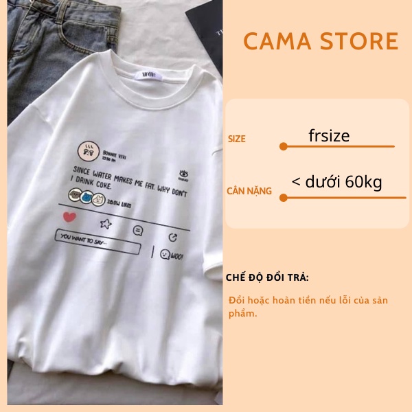 Áo thun unisex nữ tay lỡ form rộng in hình chữ CaMa Store M287