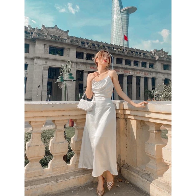 ⚡LỤA MỀM⚡️ Váy 2 dây cổ đổ hot trend hai màu 💖 [CO DO]💖[DAM HAI DAY]💖[FREESHIP] | BigBuy360 - bigbuy360.vn