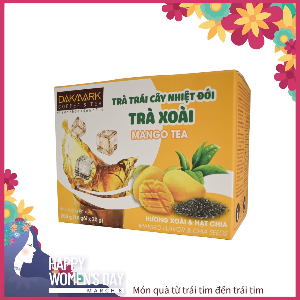 Trà trái cây vị Xoài DakMark - Trà trái cây hòa tan cùng hạt chia