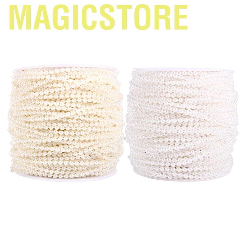 Magicstore 50M Roll 3mm Fishing Line Pearls String Beads Chain Garland Wedding Decoration Centerpieces(Beige+White)