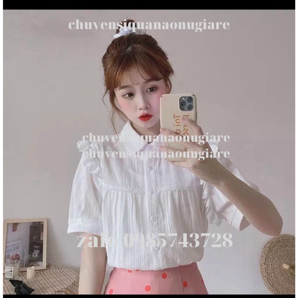 [Mã 44FASHIONSALE265 giảm 10K đơn 50K] áo sơ mi cổ sen viền bèo vai NH00099 chuyensiquanaonugiare
