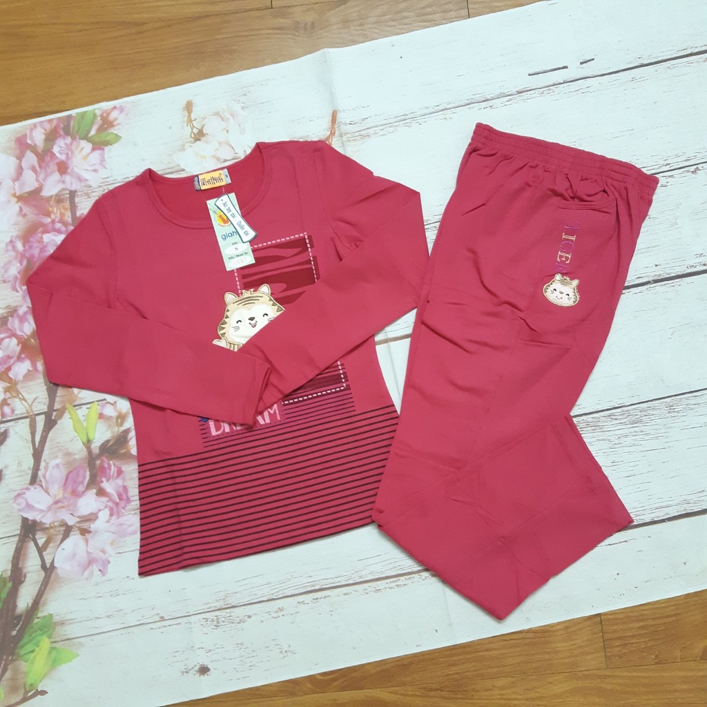 Thanh lý bộ đồ nữ, bộ mặc nhà thu đông Gia Hồi chất cotton size S