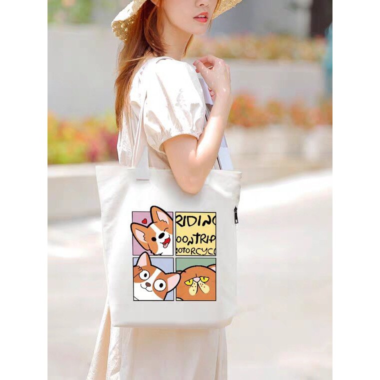 Túi Vải Đeo Vai [ZCrush] Tote Canvas Nữ Ulzzang