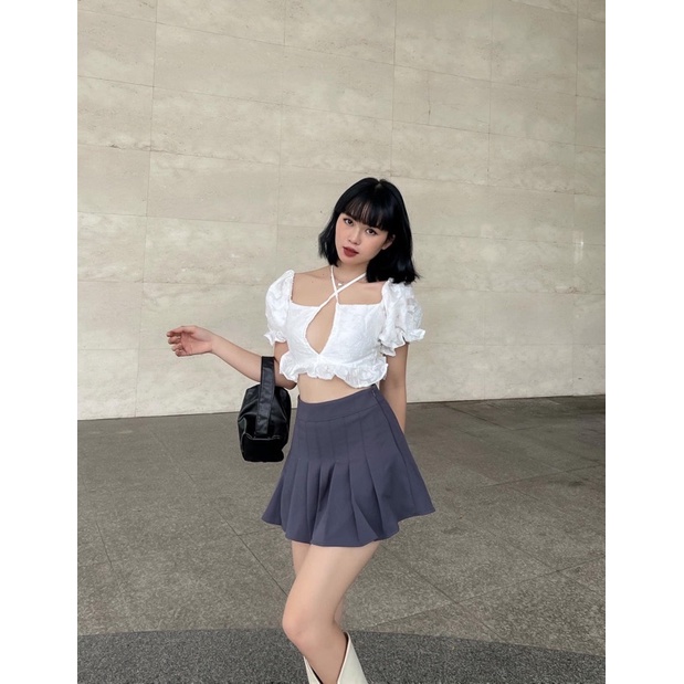 ÁO KIỂU AMIE TOP thiết kế croptop sau lưng bo chun co giãn thắt nơ trước ngực dễ mix form chuẩn