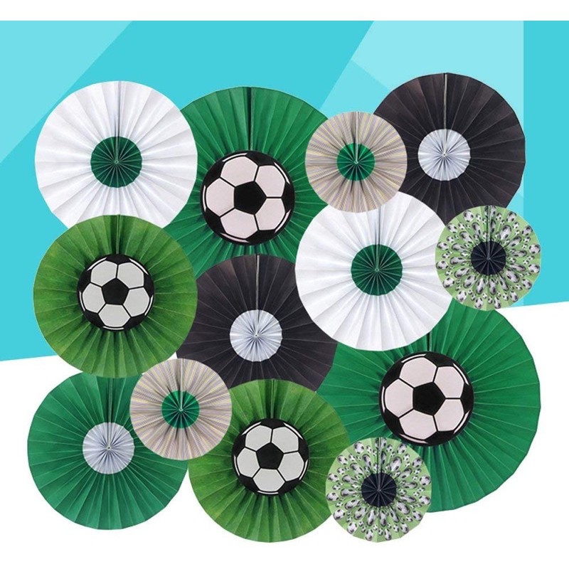 bộ set quạt giấy party fans màu xanh lá chủ đề bóng đá