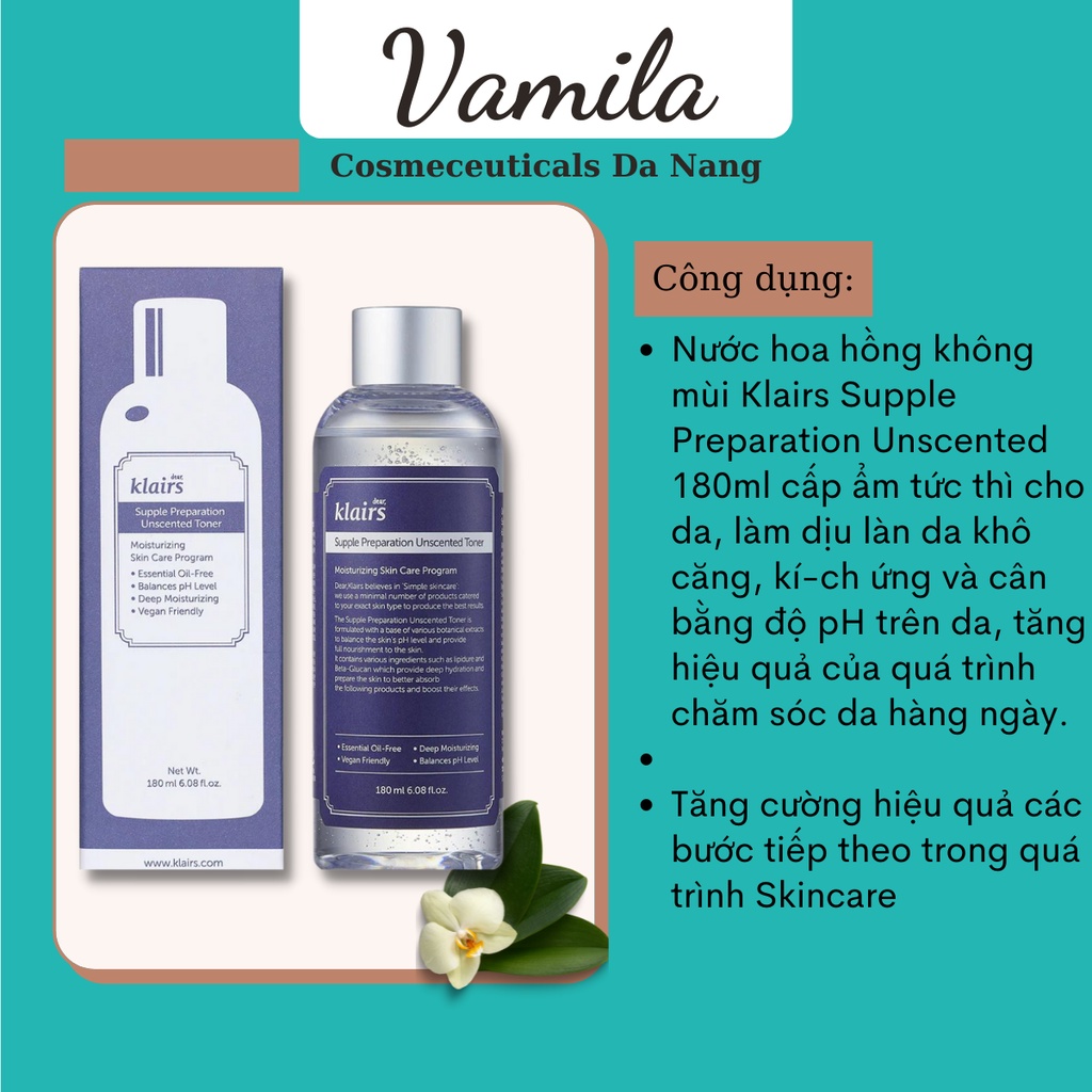 Nước Hoa Hồng Klairs Không Mùi Supple Preparation Toner 180ml Chính Hãng - Vamila Coseceuticals