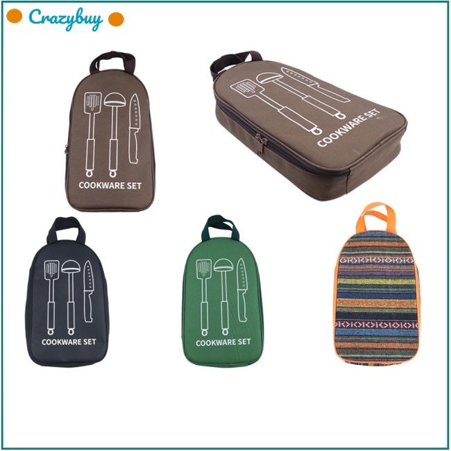 Cr Túi Đựng Dụng Cụ Ăn Uống Bằng Polyester Có Thể Gấp Gọn Tiện Dụng Khi Đi Cắm Trại