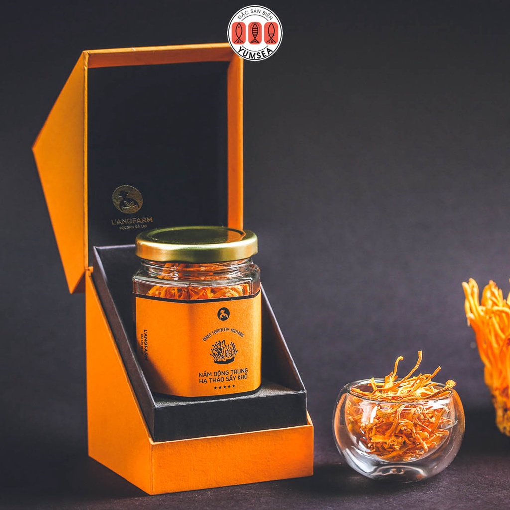 Nấm đông trùng hạ thảo sấy khô L'angfarm, 10g, hộp, mẫu quà tặng