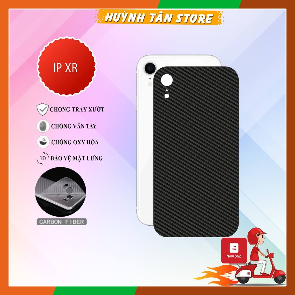 Miếng dán decal carbon mặt sau Iphone XR chống trầy mặt lưng, chống bám vân tay