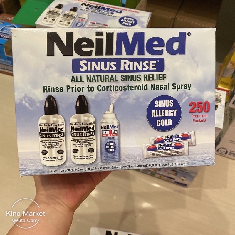 Bộ sản phẩm nước muối rửa mũi  Neilmed Sinus Rinse 250 gói 2025