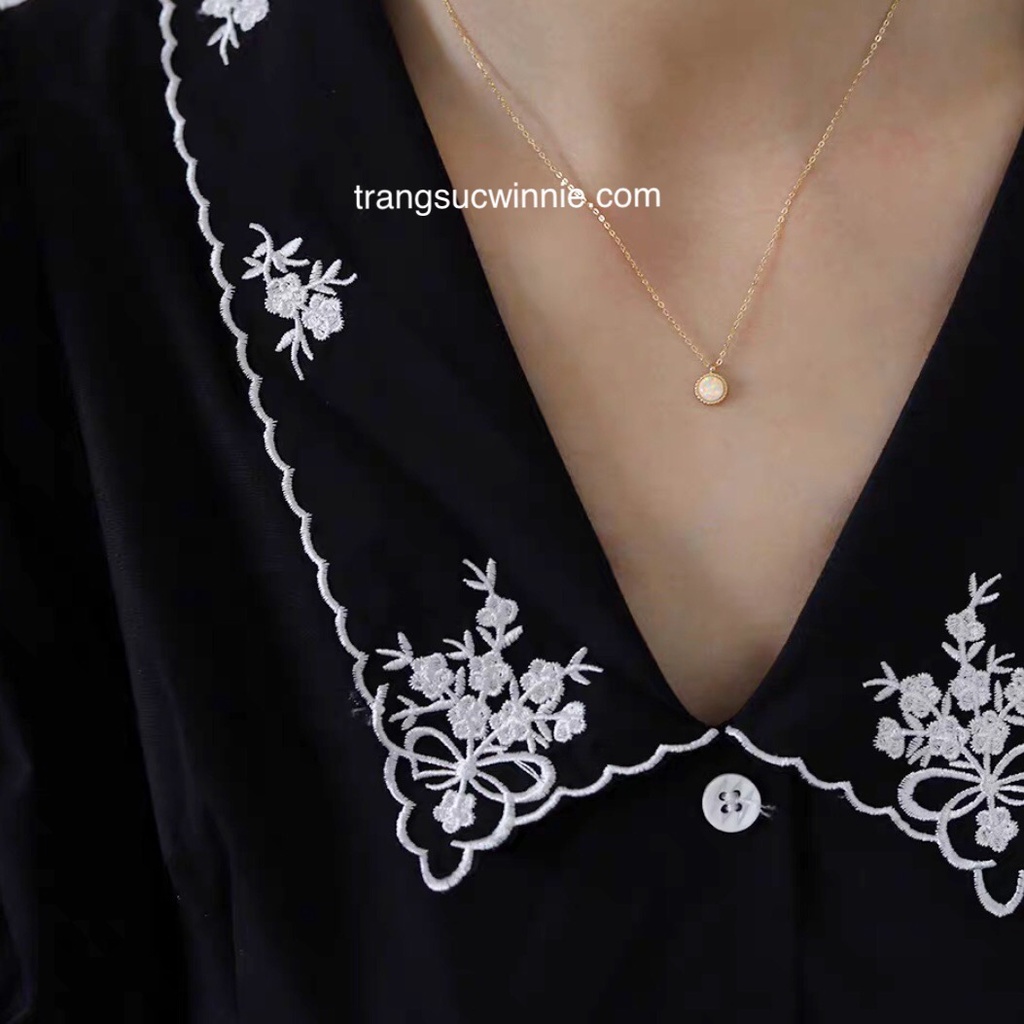 Dây chuyền nữ titan Opal đá trắng