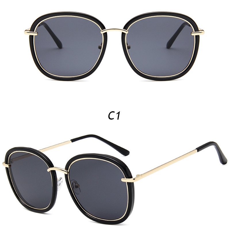 (Hàng Có Sẵn) Kính Mát Hình Oval Chống Tia Uv Phong Cách Retro