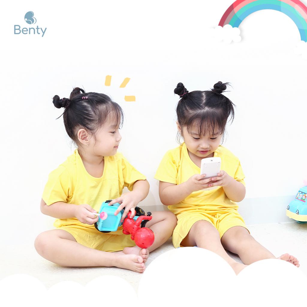 Bộ cộc tay cài vai trơn basic cotton cao cấp BENTY, quần áo trẻ em mềm mịn bé trai, bé gái