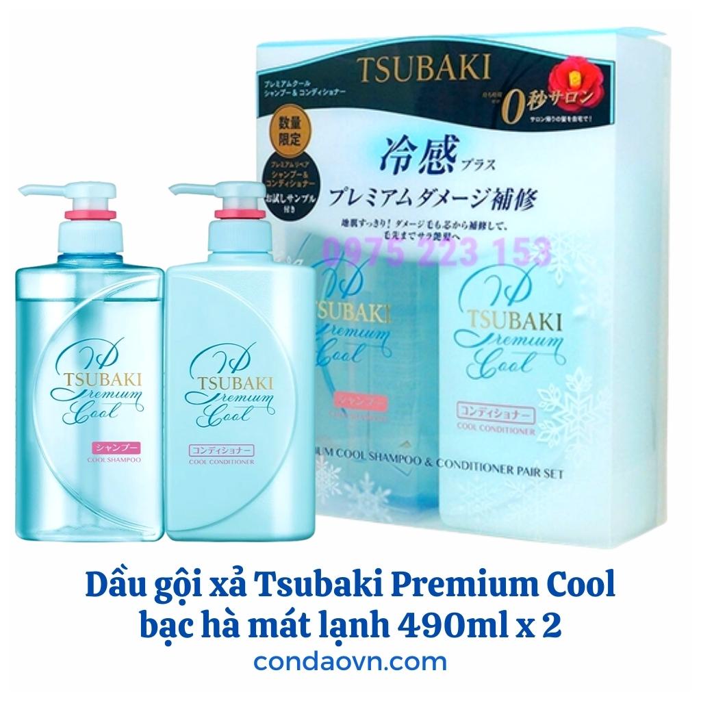 [Limited] Bộ gội xả Tsubaki Premium Moist và phục hồi ngăn ngừa rụng tóc 490mlx2 (phiên bản giới hạn)